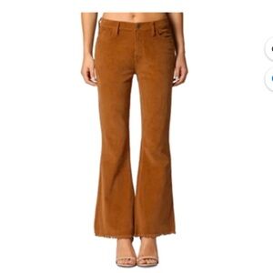 Corduroy pants raw edge flare